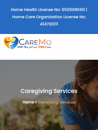 CareMo In Home Care website
