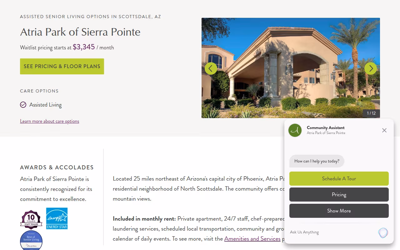 Atria Park of Sierra Pointe website