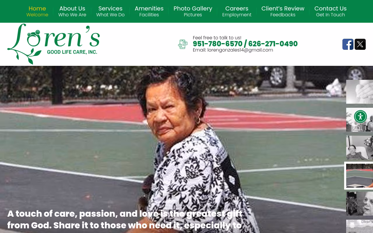 Loren’s Good Life Care website