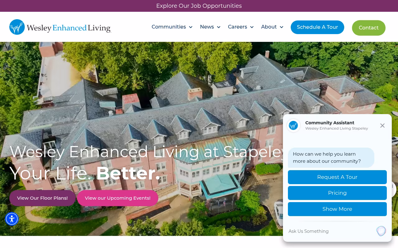 Wesley Enhanced Living at Stapeley website