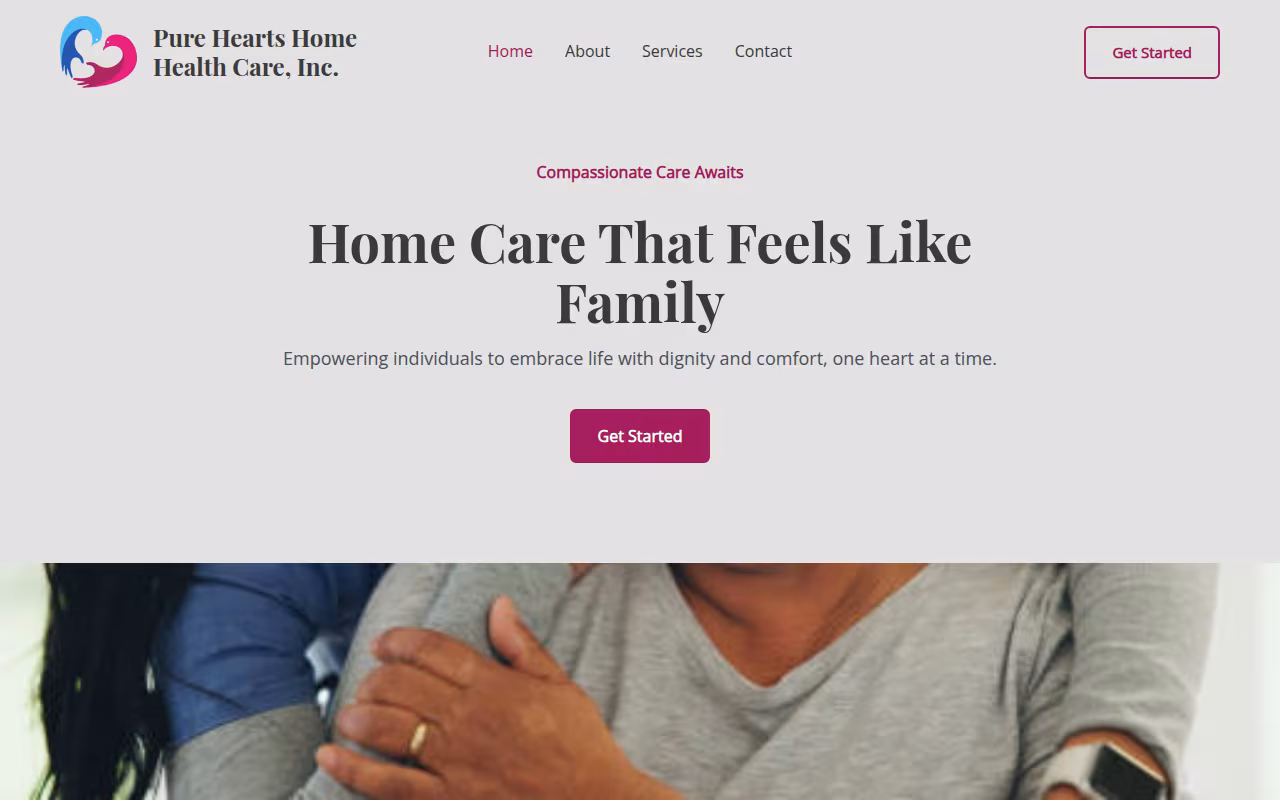 Pure Hearts Home Health Care Inc website