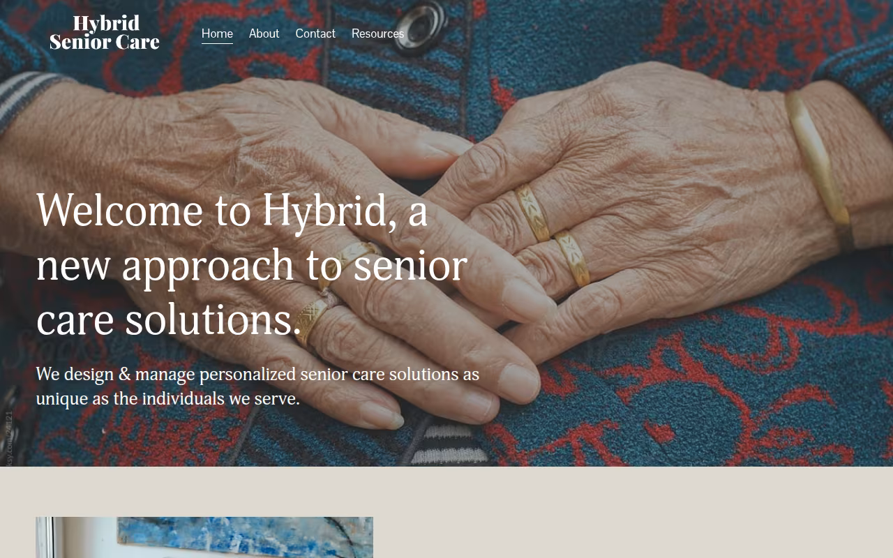 Hybrid Senior Care of Utah website