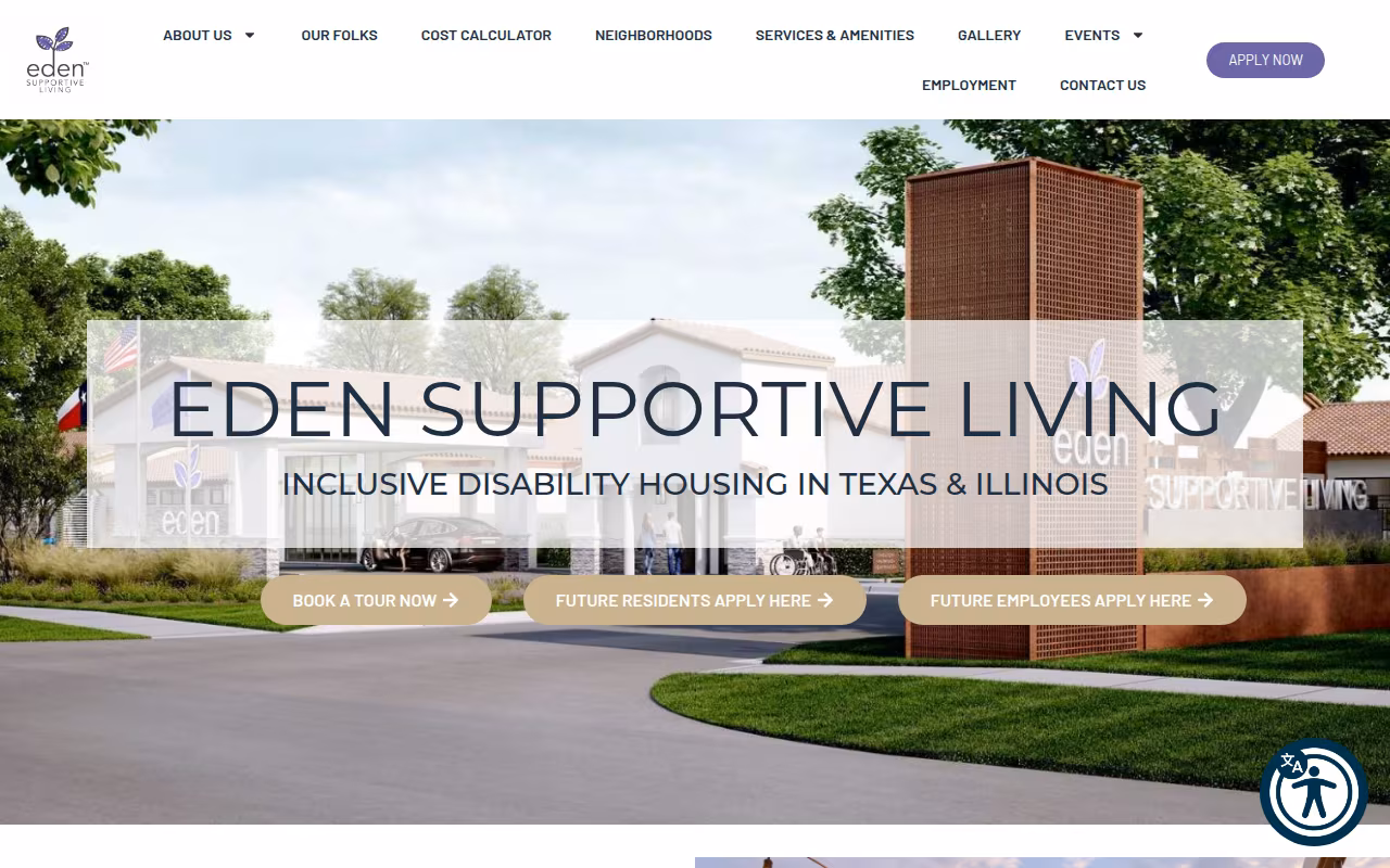 Eden Supportive Living website