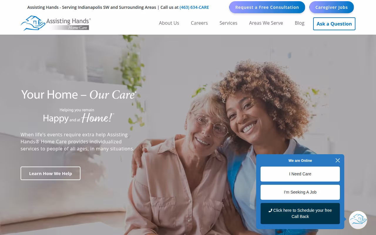 Assisting Hands - Serving Indianapolis SW and Surrounding Areas website