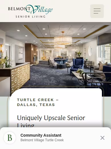 Belmont Village Senior Living Turtle Creek website