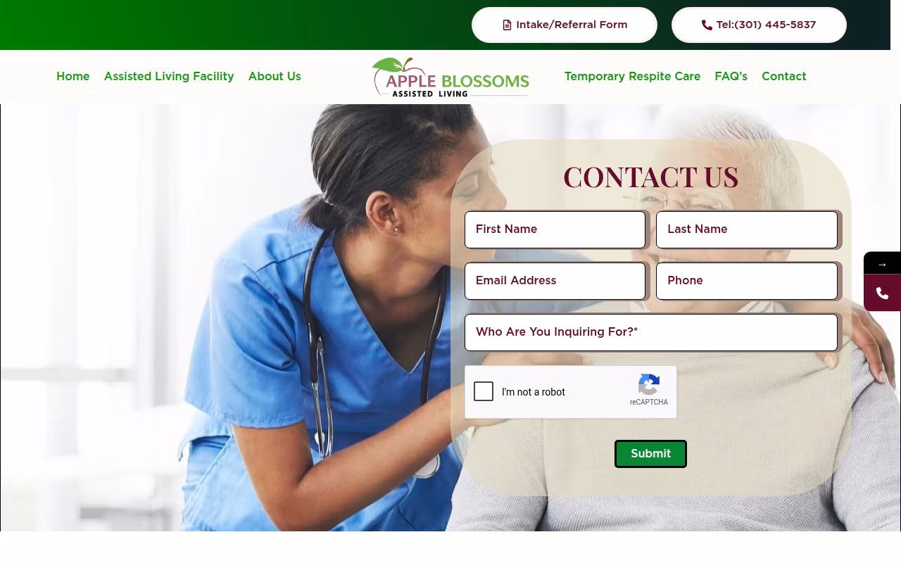 Apple Blossoms Assisted Living website