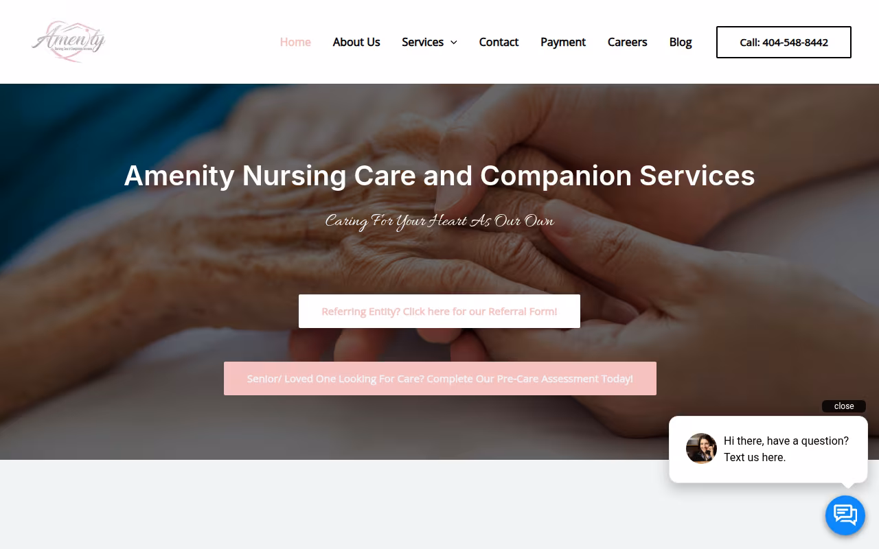Amenity Nursing Care & Companion Services - Home health care, Home Care, Personal Care and Caregivers in Atlanta website