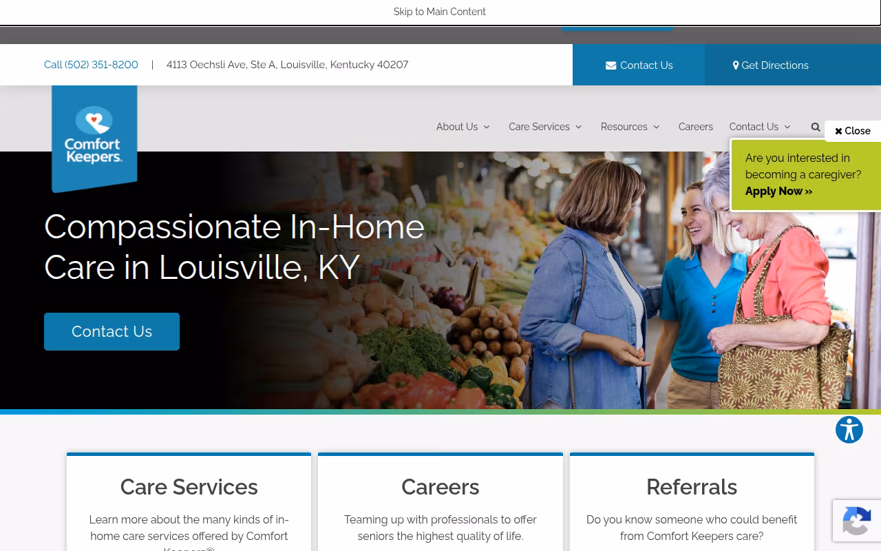 Comfort Keepers of Louisville, KY website
