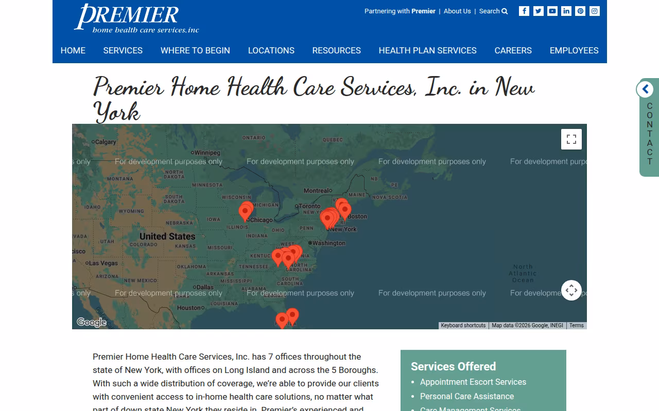 Premier Home Health Care Services website