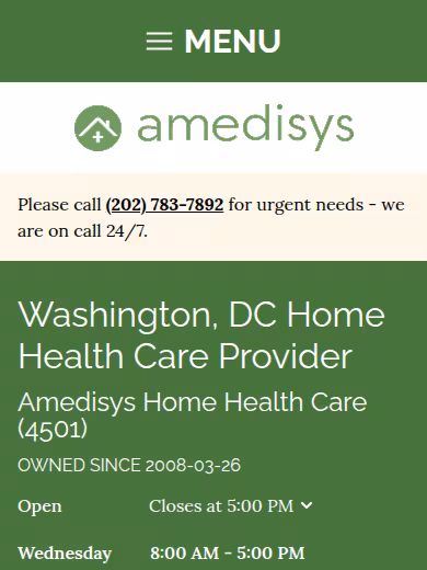 Amedisys Home Health Care website