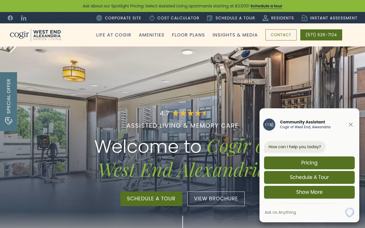 Cogir of West End Alexandria website