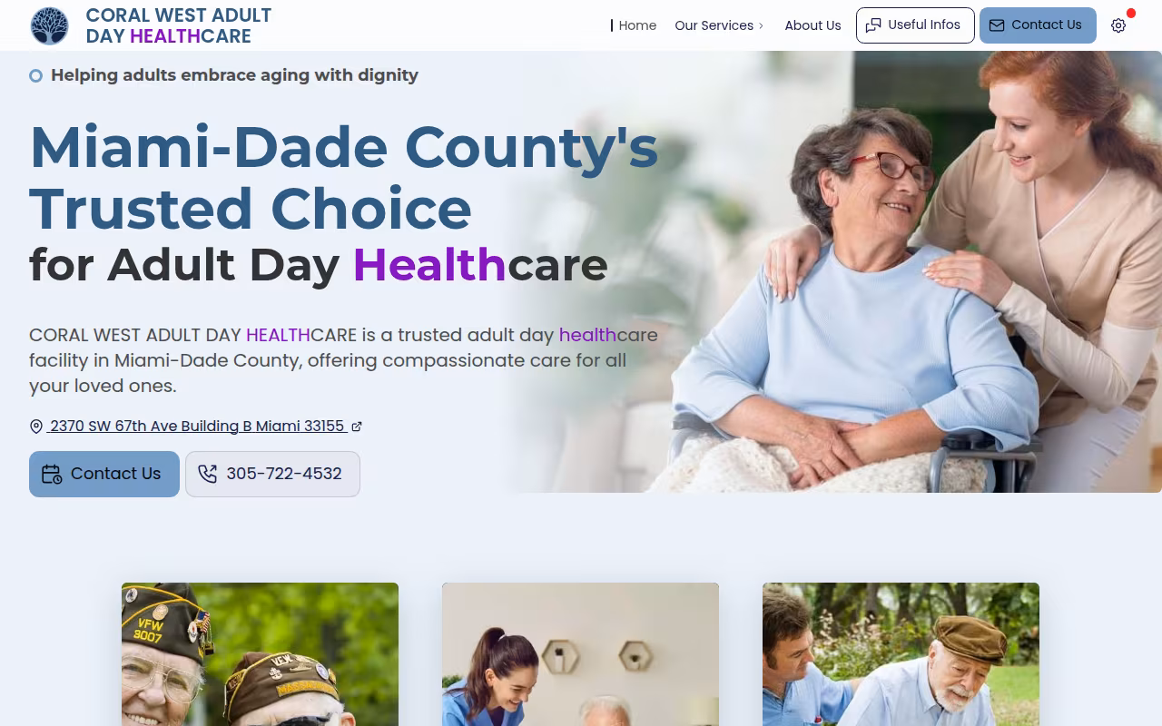 Coral West Adult Day Care website