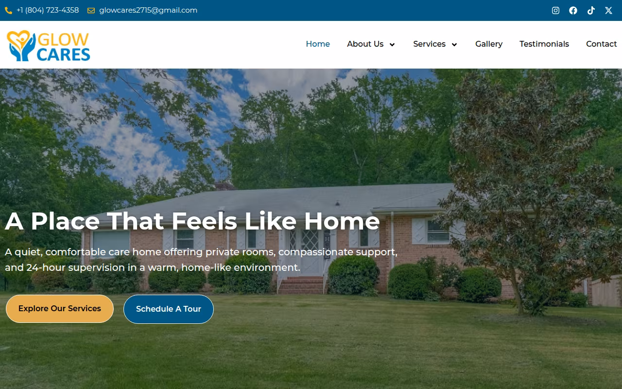 Glowcares LLC | Senior Care Services, Assisted Living, Residential Assisted Living, Respite Stays website