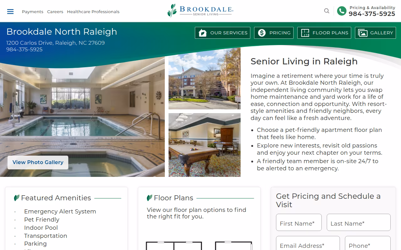 Brookdale North Raleigh website