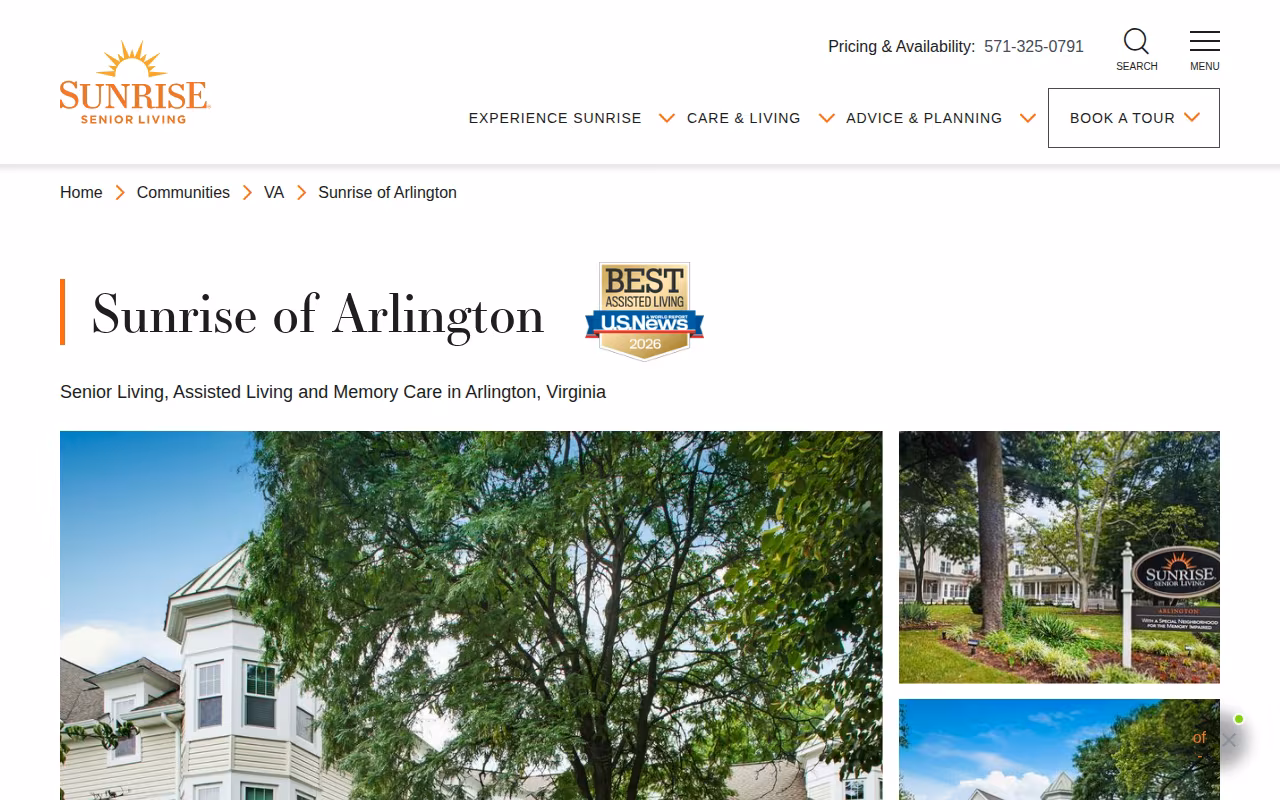 Sunrise of Arlington website