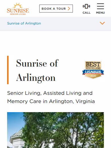 Sunrise of Arlington website