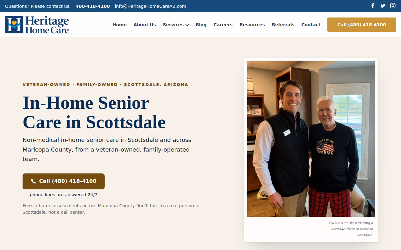 Heritage Home Care website