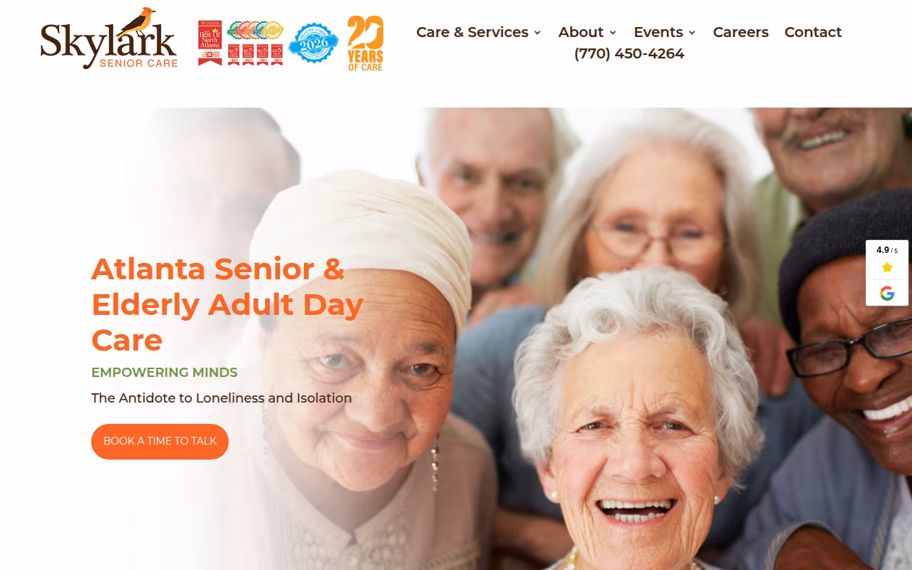 Skylark Adult Day Care website