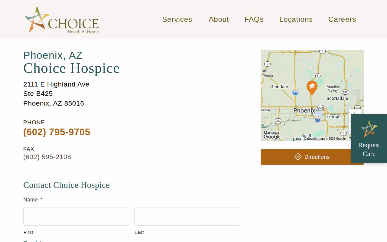 Choice Hospice website
