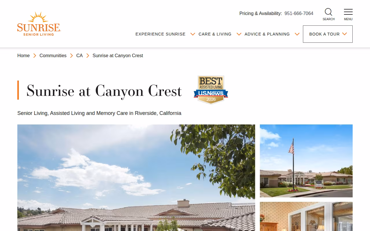 Sunrise at Canyon Crest website