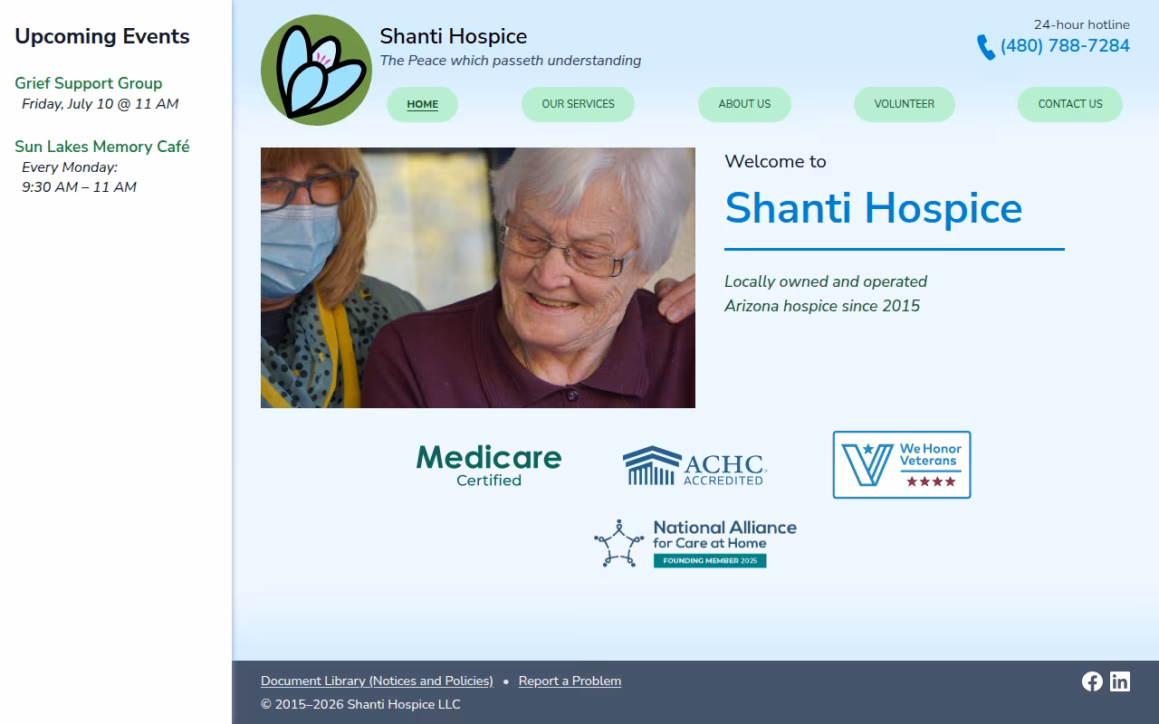 Shanti Hospice website