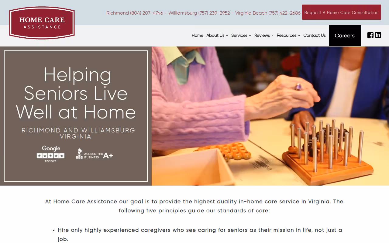 Home Care Assistance of Richmond website