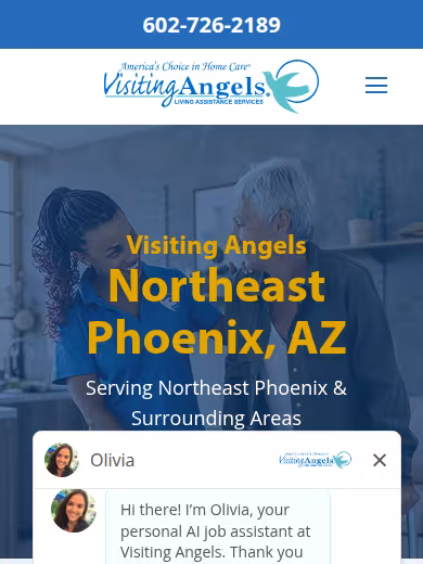 Visiting Angels Senior Home Care website