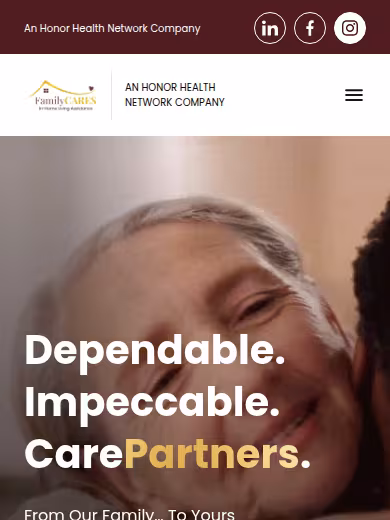 Family Cares In-Home Living Assistance website