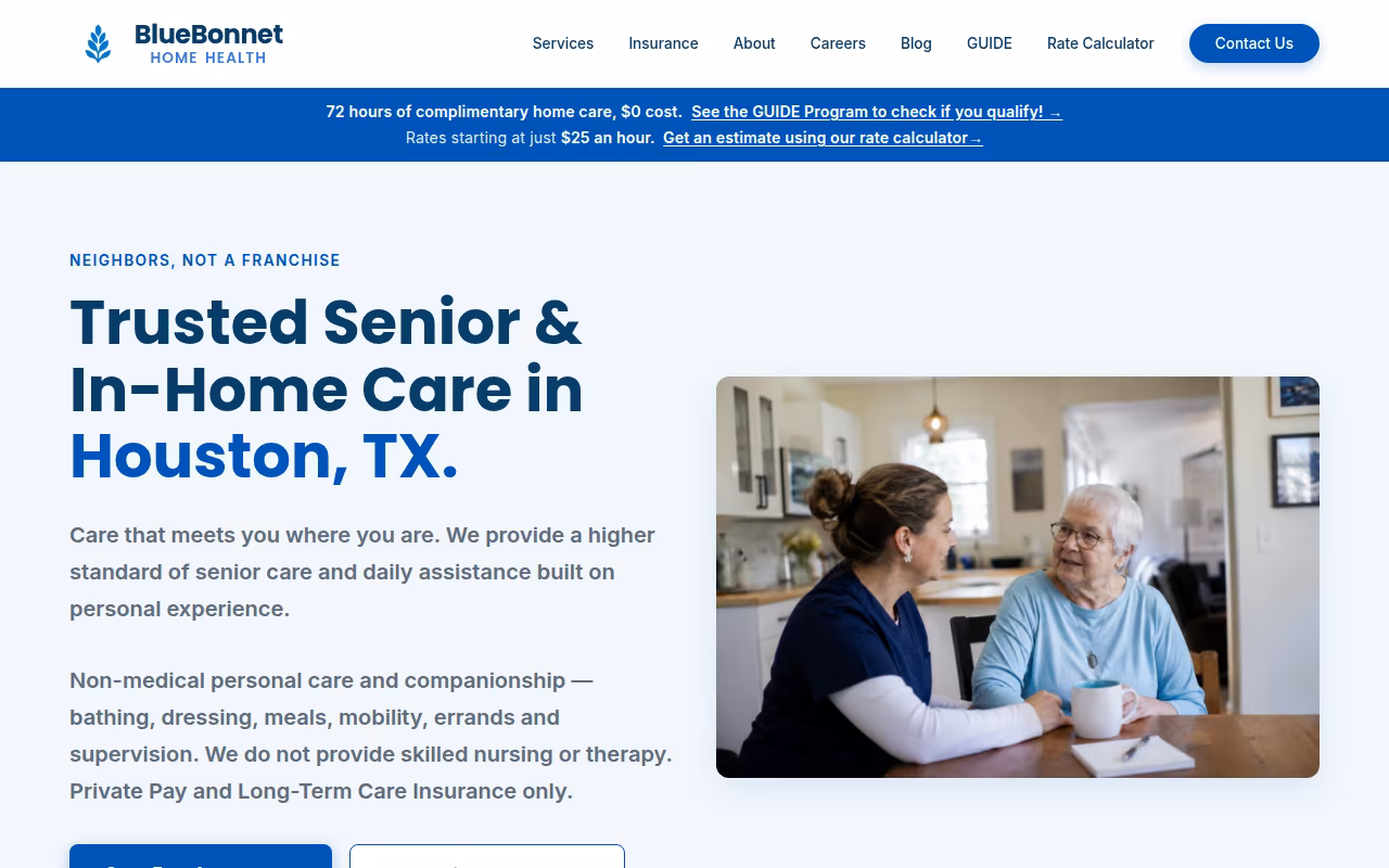BlueBonnet Home Health website