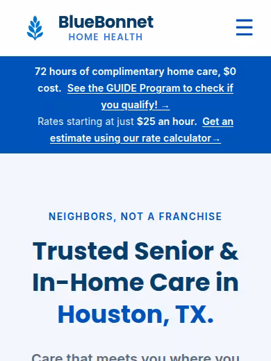 BlueBonnet Home Health website