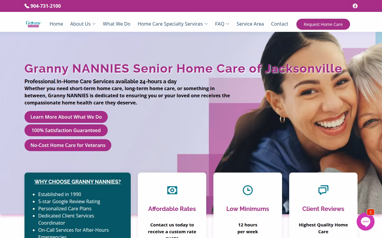 Granny NANNIES Senior Home Care Jacksonville website