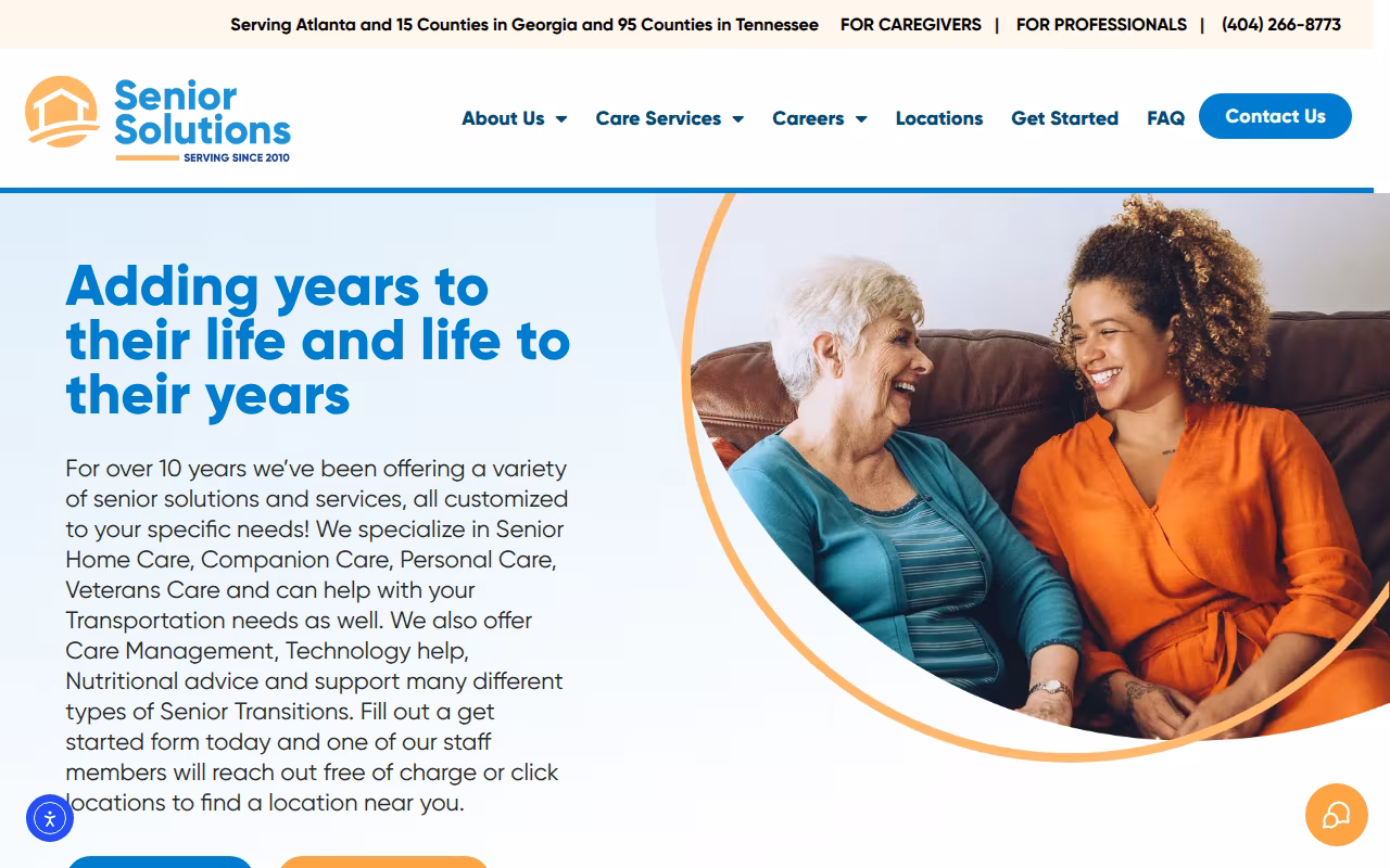 Senior Solutions Home Care website