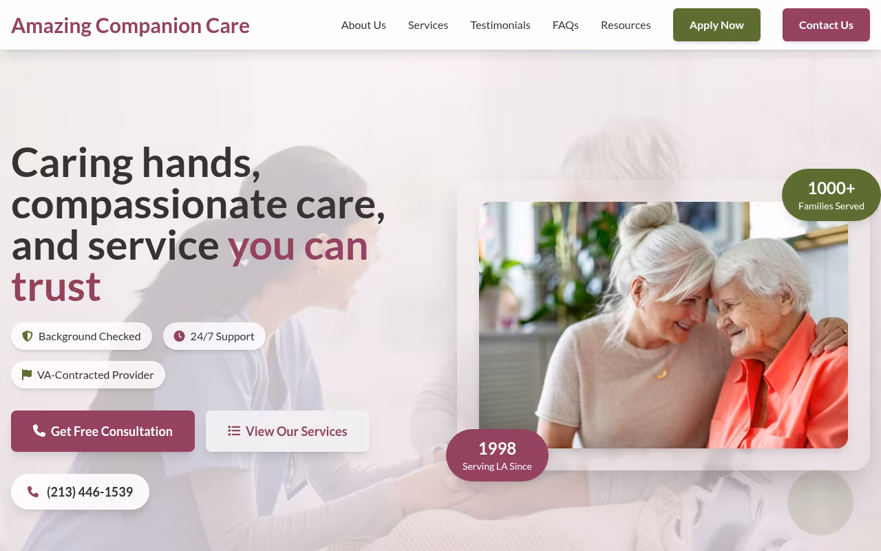 Amazing Companion Care, Inc. website