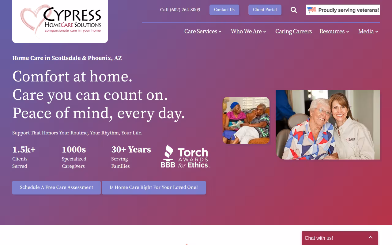 Cypress HomeCare Solutions website