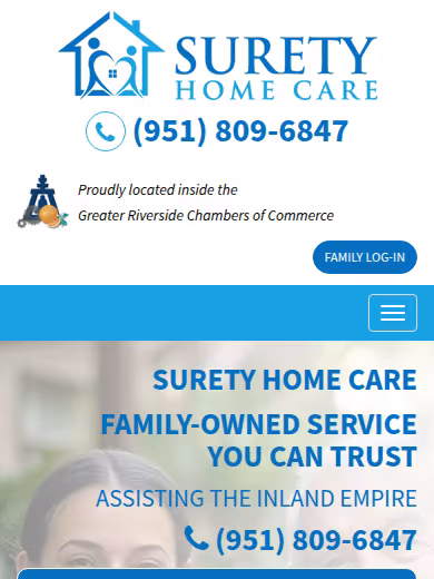 Surety Home Care website