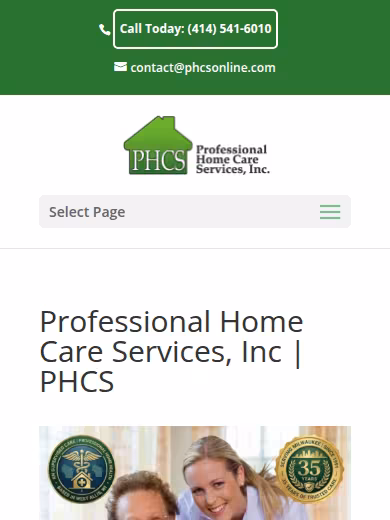 Professional Home Care Services website