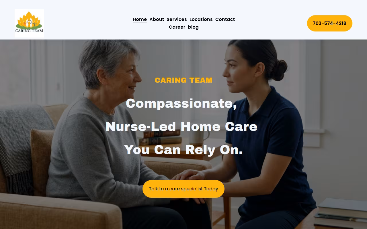Caring Team Homehealth website