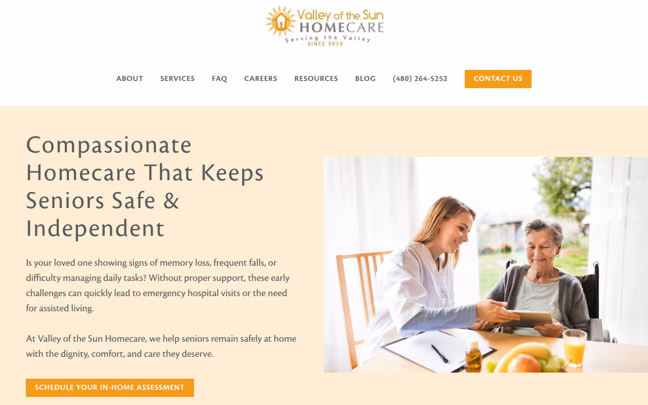 Valley of the Sun Homecare website