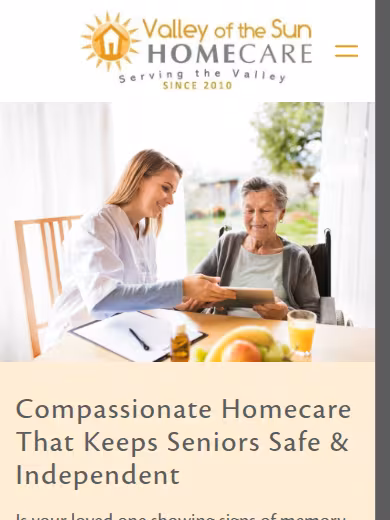 Valley of the Sun Homecare website