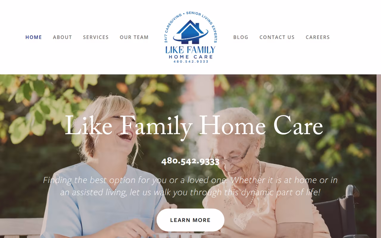 Like Family Home Care website