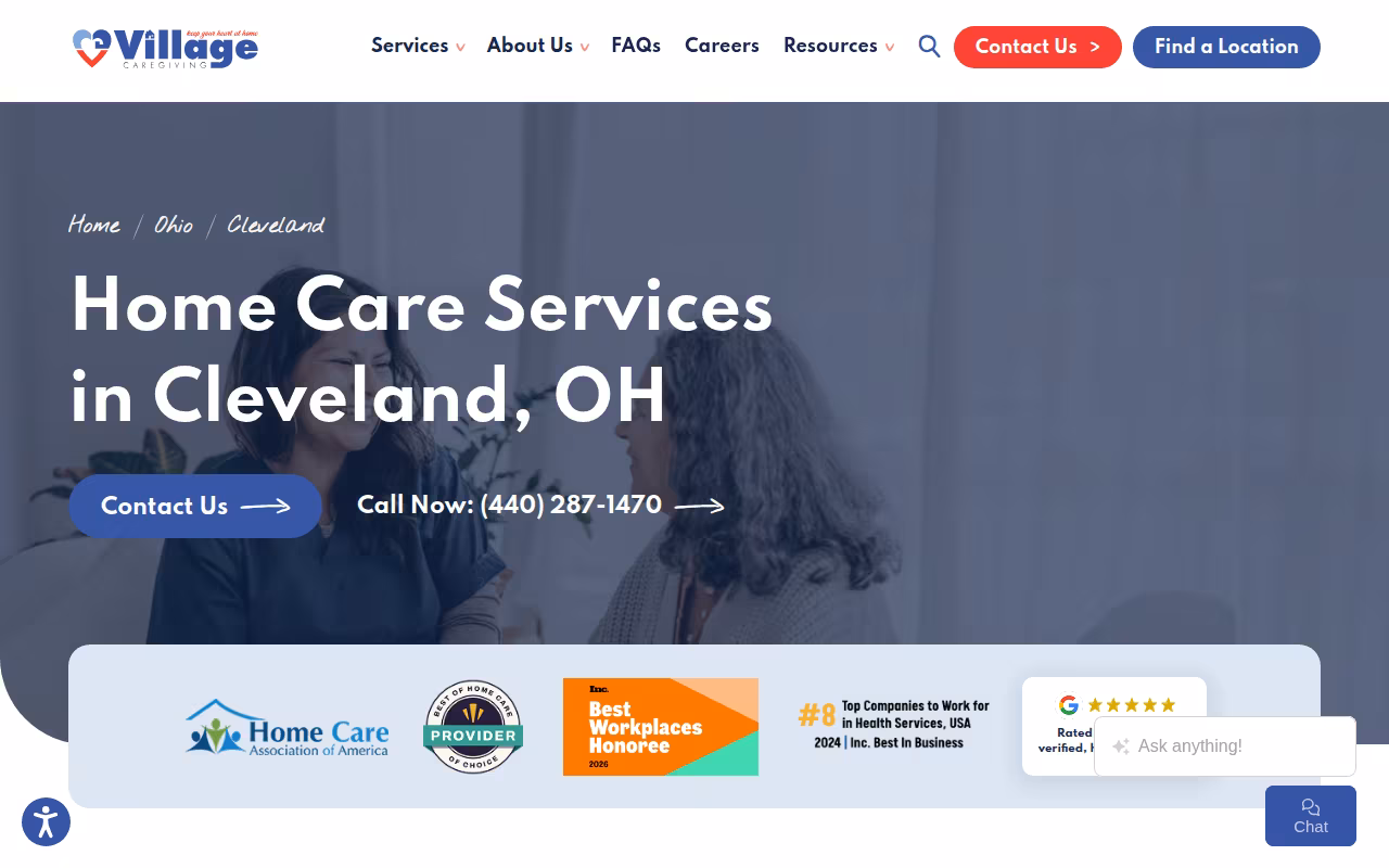Village Caregiving website