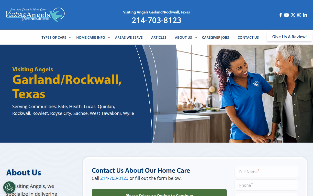 Visiting Angels Senior Home Care website