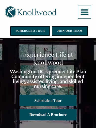 Knollwood Life Plan Community website