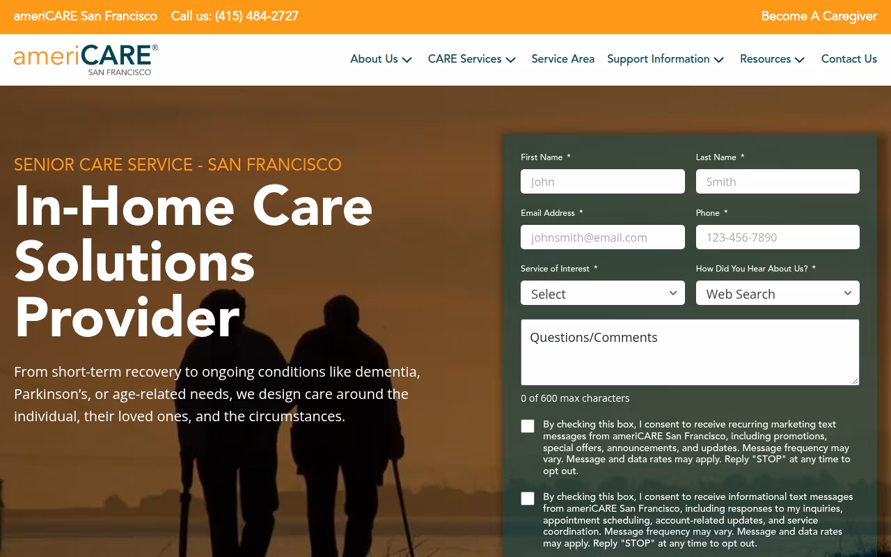 ameriCARE San Francisco website