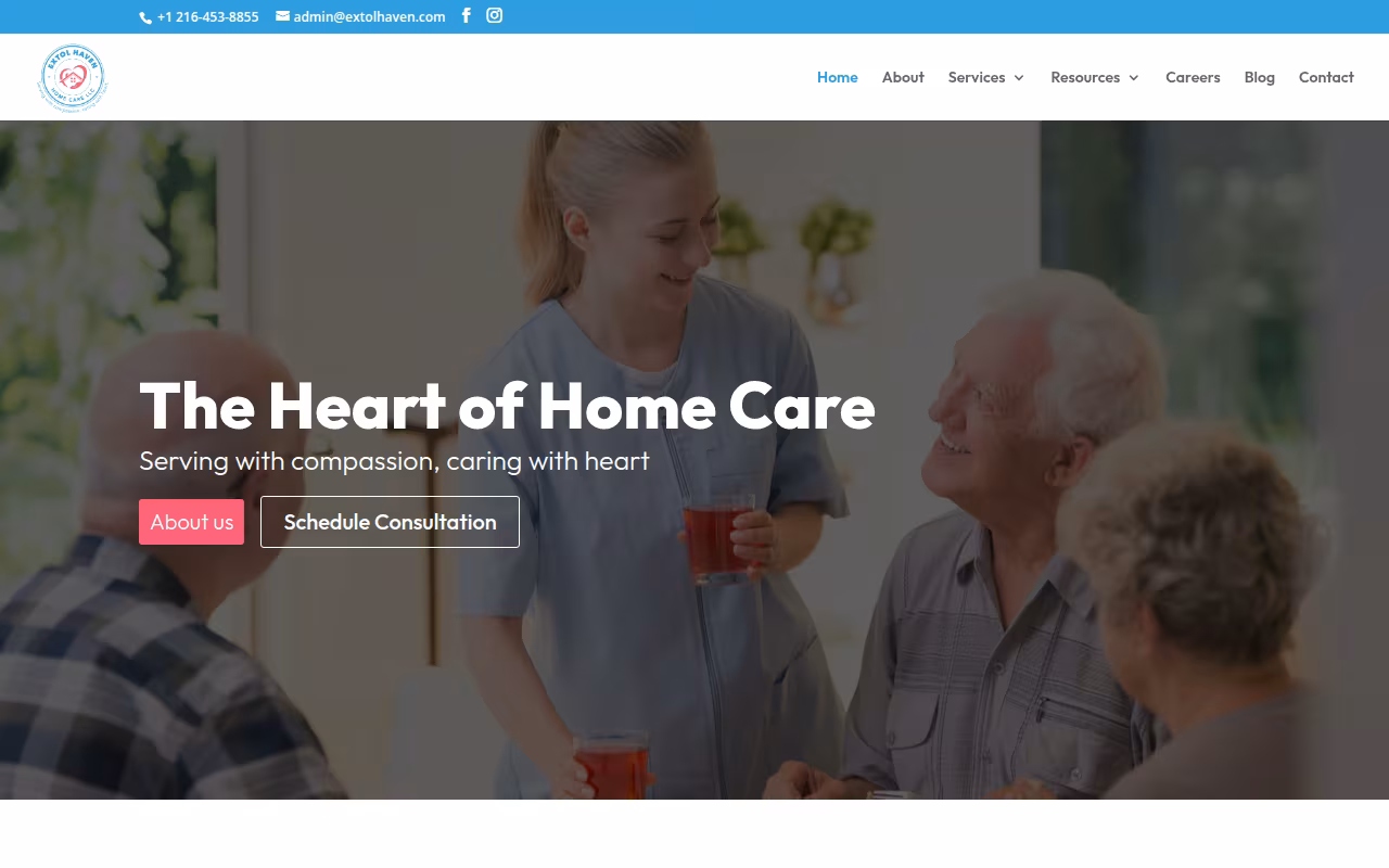 Extol Haven HomeCare website