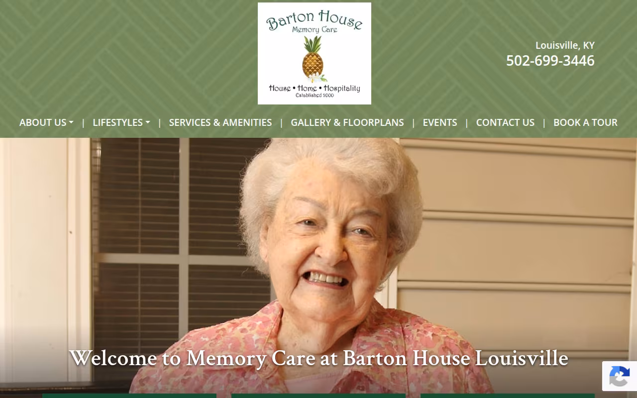Barton House Memory Care website