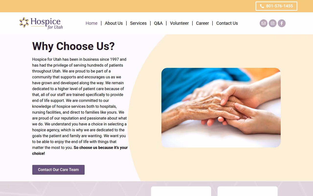 Hospice for Utah website